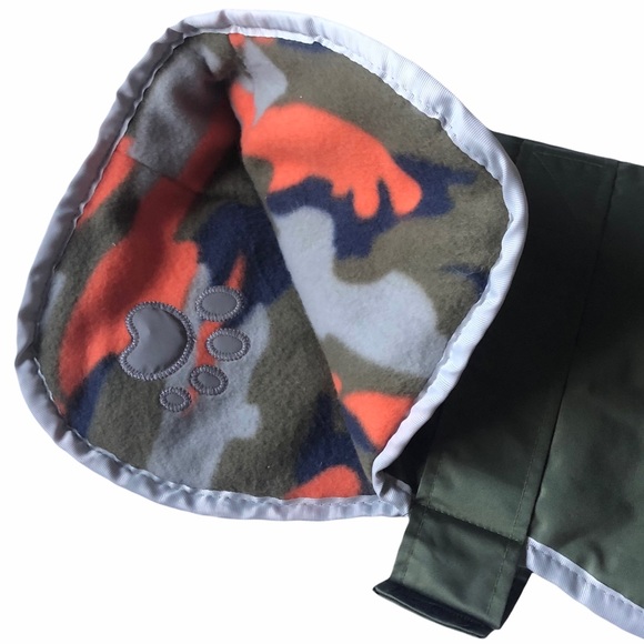 2-1 REVERSIBLE Dog Coat Orange Olive Camo L EUC - Picture 2 of 13
